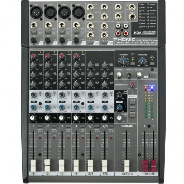 AM 1204 FX USB MIXER 8 CANALI CON EFFETTI E INTERFACCIA USB PLUG & PLAY. Music Dj & Service